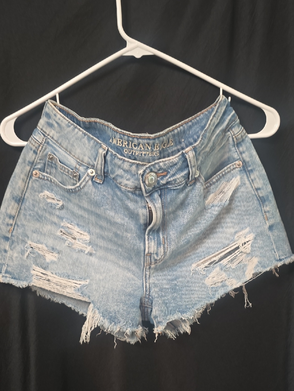 American Eagle Light Blue Distressed Denim Shorts